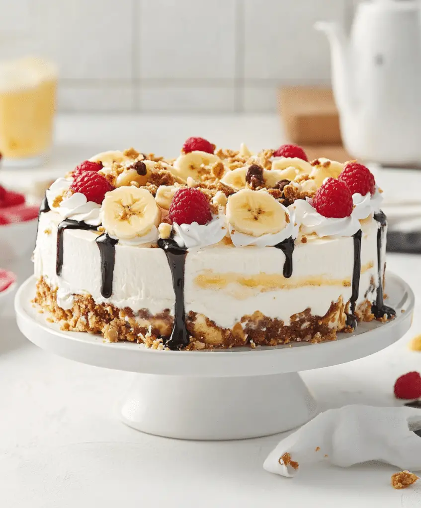 No-Bake Banana Split Cheesecake Recipe - camilarecipes.com